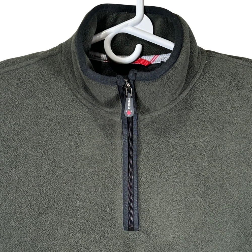 IZOD PerformX Mens Quarter Zip Fleece Pullover Olive Green Size M Mock‎ Neck